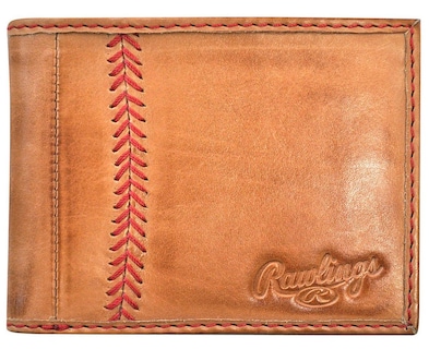 Foto 1 | Foto 1 | Cartera Plegable Rawlings Con Puntadas De Béisbol Para Hombre, Color Canela - Venta Internacional.