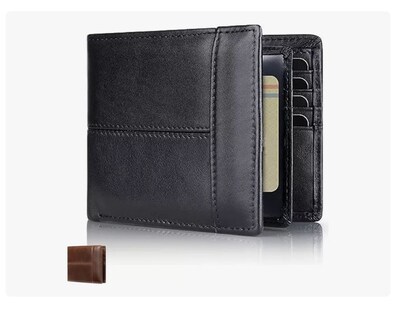 Foto 1 | Foto 1 | Cartera Hombre Piel Genuina Cartera Antirrobo Rfid/billetera Negra Xtellar