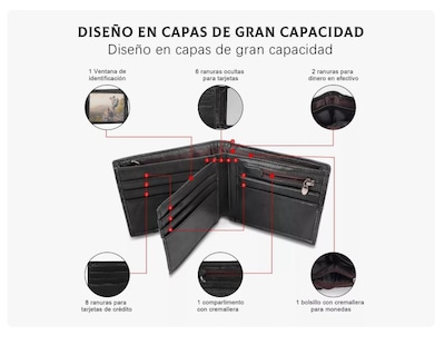 Foto 2 | Foto 2 | Cartera Hombre Piel Genuina Cartera Antirrobo Rfid/billetera Negra Xtellar