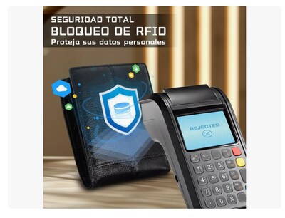 Foto 3 | Foto 3 | Cartera Hombre Piel Genuina Cartera Antirrobo Rfid/billetera Negra Xtellar