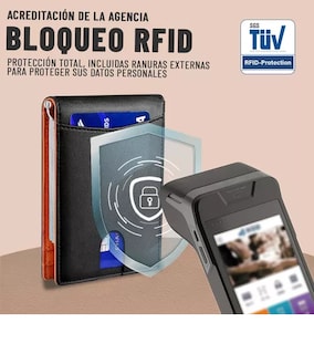 Foto 4 | Foto 4 | Cartera Minimalista Para Hombre Con Protección Rfid Naranja