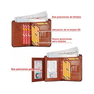 Foto 2 | Foto 2 | Cartera Para Hombre De Cuero Genuino Con Bloqueo, Marrón Belug