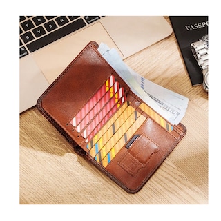 Foto 3 | Foto 3 | Cartera Para Hombre De Cuero Genuino Con Bloqueo, Marrón Belug