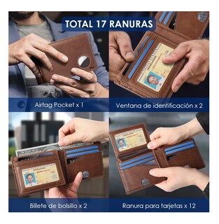 Foto 2 | Foto 2 | Cartera De Cuero Tarjetero Hombre Con Rfid Bloqueo, Belug Marron