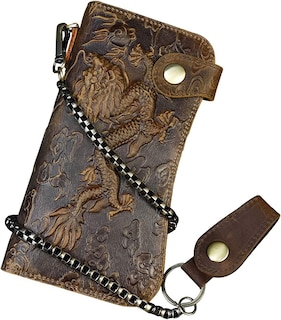 Foto 1 | Foto 1 | Billetera Huoguo Para Hombre, De Piel Auténtica, Con Cadena Larga, Doble - Venta Internacional.