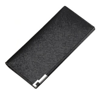 Foto 1 | Foto 1 | Billetera Huoguo Para Hombre Larga Con Múltiples Tarjetas Metal Grano Cruzado Color Negro - Venta Internacional.