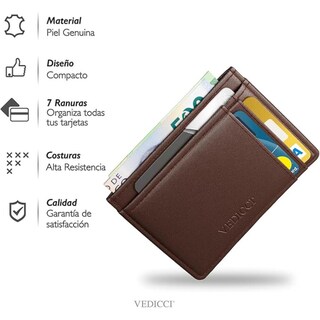 Foto 2 | Foto 2 | Vedicci Cartera De Piel Lisa Color Café Para Hombre/tarjetero
