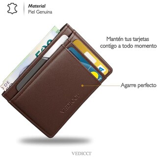 Foto 3 | Foto 3 | Vedicci Cartera De Piel Lisa Color Café Para Hombre/tarjetero