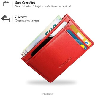 Foto 5 | Foto 5 | Vedicci Cartera De Piel Lisa Color Roja Para Hombre/tarjetero