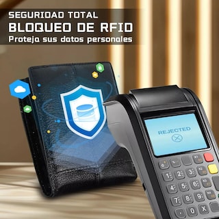 Foto 3 | Foto 3 | Cartera Hombre Piel Genuina Cartera Antirrobo Rfid/billetera Eo Safe Imports Esi-21353 Negro
