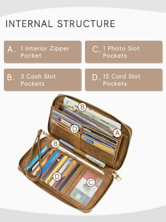 Foto 4 | Foto 4 | Cartera Cluci Para Mujer, Grande, De Piel, Con Bloqueo Rfid, Color Beige Bohemio - Venta Internacional.