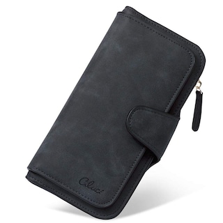 Foto 1 | Foto 1 | Billetera Cluci De Piel Para Mujer, Triple Con Bloqueo Rfid, Color Negro - Venta Internacional.