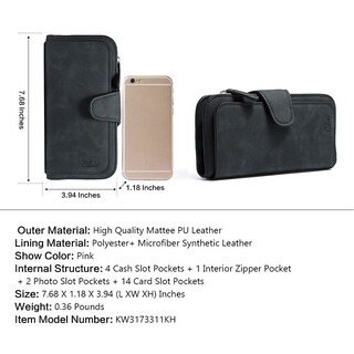 Foto 3 | Foto 3 | Billetera Cluci De Piel Para Mujer, Triple Con Bloqueo Rfid, Color Negro - Venta Internacional.