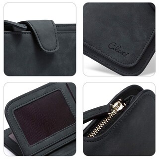 Foto 5 | Foto 5 | Billetera Cluci De Piel Para Mujer, Triple Con Bloqueo Rfid, Color Negro - Venta Internacional.