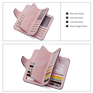 Foto 3 | Foto 3 | Billetera Cluci De Piel Para Mujer Con Bloqueo Rfid, Triple Pliegue, Rosa - Venta Internacional.