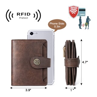 Foto 4 | Foto 4 | Cartera Cluci Pequeña Con Bloqueo Rfid De Piel Con Triple Pliegue, Color Café - Venta Internacional.