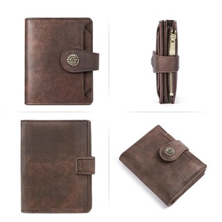 Foto 7 | Foto 7 | Cartera Cluci Pequeña Con Bloqueo Rfid De Piel Con Triple Pliegue, Color Café - Venta Internacional.