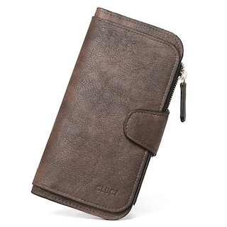 Foto 1 | Foto 1 | Billetera Cluci De Piel Para Mujer, Triple Pliegue, Con Bloqueo Rfid, Color Café - Venta Internacional.