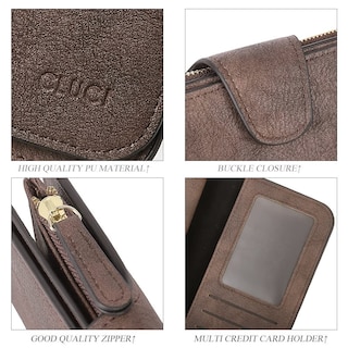 Foto 5 | Foto 5 | Billetera Cluci De Piel Para Mujer, Triple Pliegue, Con Bloqueo Rfid, Color Café - Venta Internacional.