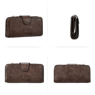 Foto 5 | Foto 5 | Billetera Cluci De Piel Para Mujer, Triple Pliegue, Con Bloqueo Rfid, Color Café - Venta Internacional.