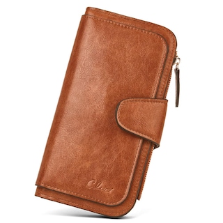 Foto 1 | Foto 1 | Billetera Cluci De Piel Para Mujer Con Bloqueo Rfid, Triple Pliegue, Marrón - Venta Internacional.