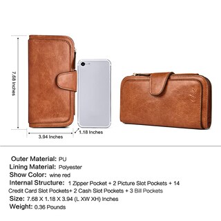 Foto 3 | Foto 3 | Billetera Cluci De Piel Para Mujer Con Bloqueo Rfid, Triple Pliegue, Marrón - Venta Internacional.