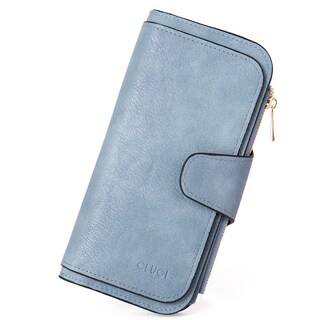 Foto 1 | Foto 1 | Billetera Cluci De Piel Para Mujer Con Bloqueo Rfid, Triple Pliegue, Azul - Venta Internacional.