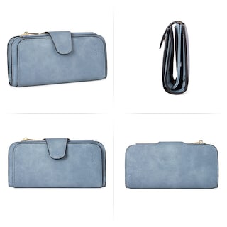 Foto 5 | Foto 5 | Billetera Cluci De Piel Para Mujer Con Bloqueo Rfid, Triple Pliegue, Azul - Venta Internacional.