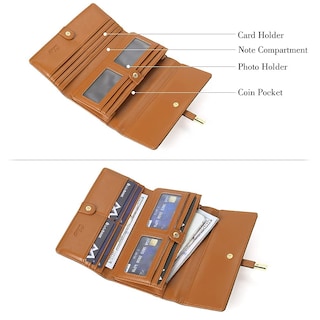 Foto 4 | Foto 4 | Cartera Cluci De Piel Con Tres Pliegues Para Mujer, Marrón Y Beige - Venta Internacional.