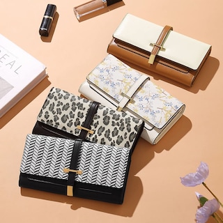 Foto 7 | Foto 7 | Cartera Cluci De Piel Con Tres Pliegues Para Mujer, Marrón Y Beige - Venta Internacional.