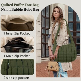 Foto 4 | Foto 4 | Bolsa Iqimott Acolchada De Nailon Con Burbujas Para Mujer, Color Verde - Venta Internacional.