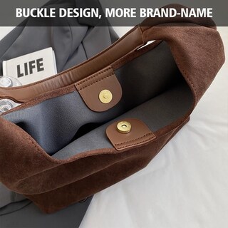 Foto 4 | Foto 4 | Bolso De Gamuza Para Mujer, Bolso Holgado De Gamuza Sintética Marrón - Venta Internacional.