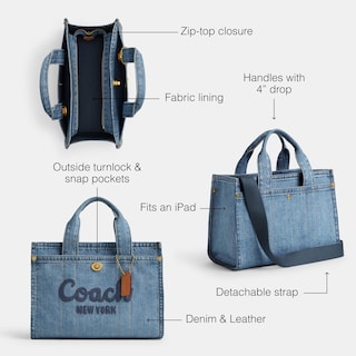 Foto 3 | Foto 3 | Bolso Coach Cargo Tote 26, Mezclilla Y Piel, Color Índigo - Venta Internacional.