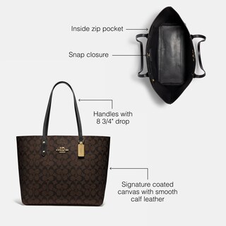 Foto 3 | Foto 3 | Bolso De Mano Coach Town De Piel Granulada Pulida, Marrón Y Negro - Venta Internacional.