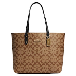 Foto 1 | Foto 1 | Bolso De Mano Coach Town Tote De Piel Granulada Pulida De Color Caqui Negro - Venta Internacional.