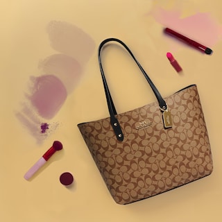 Foto 2 | Foto 2 | Bolso De Mano Coach Town Tote De Piel Granulada Pulida De Color Caqui Negro - Venta Internacional.