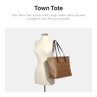 Foto 3 | Foto 3 | Bolso De Mano Coach Town Tote De Piel Granulada Pulida De Color Caqui Negro - Venta Internacional.