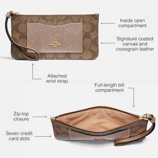 Foto 3 | Foto 3 | Cartera De Pulsera Wallet Coach Signature De Pvc Con Cierre En La Parte - Venta Internacional.