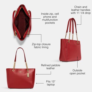 Foto 3 | Foto 3 | Bolso De Mano Coach Cammie Chain, Piel Granulada Refinada De Color Rojo Manzana - Venta Internacional.
