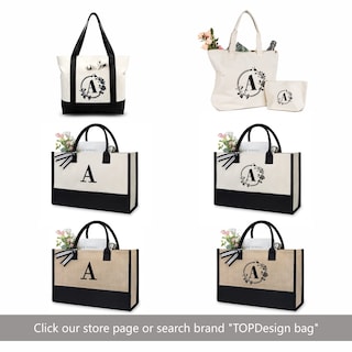 Foto 6 | Foto 6 | Bolso De Mano Topdesign Con Iniciales De Yute/lona Para Mujer (letra K) - Venta Internacional.