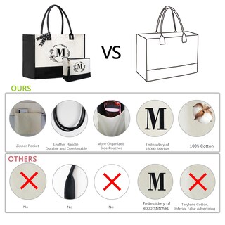 Foto 3 | Foto 3 | Bolsa De Lona Con Iniciales De Beegreen Para Mujer, Regalo Del Día De La Madre - Venta Internacional.
