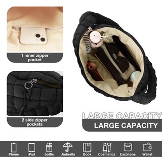 Foto 4 | Foto 4 | Bolsa Acolchada Uixizq Para Mujer, Acolchada, De Nailon, Color Negro - Venta Internacional.