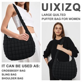 Foto 7 | Foto 7 | Bolsa Acolchada Uixizq Para Mujer, Acolchada, De Nailon, Color Negro - Venta Internacional.