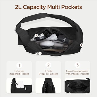 Foto 4 | Foto 4 | Bolso De Hombro Babysun Mini Para Mujer, Nailon, Forma De Media Luna, 2 Litros, Negro - Venta Internacional.