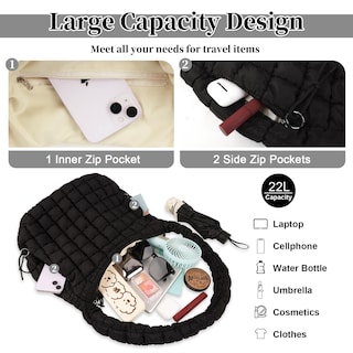 Foto 4 | Foto 4 | Bolso De Mano Izuzta, Acolchado, Grande, Acolchado, De Nailon, Negro, Para Mujer - Venta Internacional.