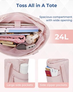 Foto 2 | Foto 2 | Bolsa De Mano Bagsmart Puffer Carry On Tote 24 L Para Mujer, Color Rosa - Venta Internacional.
