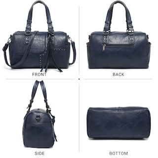 Foto 2 | Foto 2 | Bolso Tipo Barril Dasein Para Mujer, Piel Vegana Suave, Color Azul Marino - Venta Internacional.