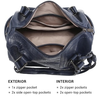 Foto 4 | Foto 4 | Bolso Tipo Barril Dasein Para Mujer, Piel Vegana Suave, Color Azul Marino - Venta Internacional.