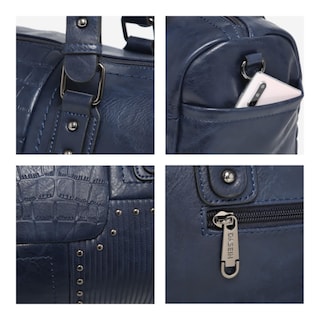 Foto 5 | Foto 5 | Bolso Tipo Barril Dasein Para Mujer, Piel Vegana Suave, Color Azul Marino - Venta Internacional.