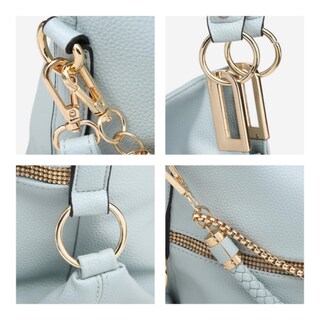 Foto 6 | Foto 6 | Bolso Hobo Dasein De Cuero Vegano Con Strass Para Mujer, Color Azul Claro - Venta Internacional.